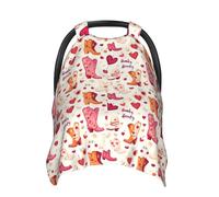 Coprisedili per auto con stampa di stivali da cowboy a forma di cuore, copertura traspirante per allattamento al seno, copertura per passeggino, baldacchino multiuso per seggiolino auto, accessori