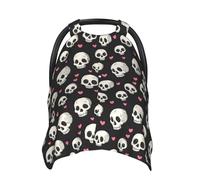 Coprisedili per auto con stampa di teschio e cuore, traspirante, copertura per allattamento al seno, copertura per passeggino, tettuccio multiuso per seggiolino auto, accessori essenziali per neonati