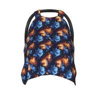 Coprisedili per auto con stampa di testa di leone rosso e blu, copertura traspirante per allattamento al seno, copertura per passeggino, baldacchino multiuso per seggiolino auto, accessori essenziali