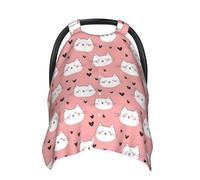 Coprisedili per auto con stampa di un simpatico gatto e cuore, traspirante, copertura per allattamento al seno, copertura per passeggino, baldacchino multiuso per seggiolino auto, accessori essenziali