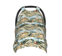 Coprisedili per auto con stampa di un trattore con fiori di villaggio, copertura traspirante per allattamento al seno, copertura per passeggino, baldacchino multiuso per seggiolino auto, accessori