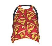Coprisedili per auto con stampa rossa con pizza, traspirante, copertura per allattamento al seno, copertura per passeggino, baldacchino multiuso per seggiolino auto, accessori essenziali per neonati