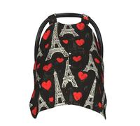 Coprisedili per auto con stampa Torre Eiffel a forma di cuore, copertura traspirante per allattamento, copertura per passeggino, baldacchino multiuso per seggiolino auto, per neonati