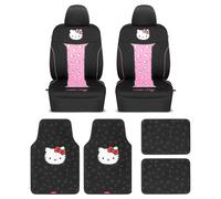 Coprisedili per auto Hello Kitty Coprisedili anteriori rosa carini e resistenti con tappetini per auto in moquette 4 pezzi, adatti universali per