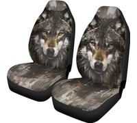 Coprisedili per Auto Lupo Bruno 2 Pezzi SUV Set Coprisedili per Auto Elegante Anteriore Copri Sedili Anteriori 35X138Cm