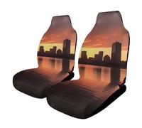 Coprisedili per auto, morbidi, universali, elastici, per sedili anteriori, per auto, Boston Charles River City Skyline al tramonto, antiscivolo, accessori per interni auto, adatti per la maggior parte