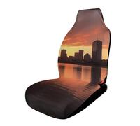 Coprisedili per auto, morbidi, universali, elastici, per sedili anteriori, per auto, Boston Charles River City Skyline al tramonto, antiscivolo, accessori per interni auto, adatti per la maggior parte