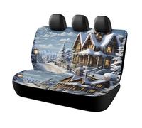 Coprisedili per auto, universali, traspiranti, antiscivolo, per sedili posteriori, Natale, inverno, scena felice, coprisedili posteriori per auto, per berline, SUV, camion