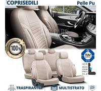 COPRISEDILI per Bentley Flying Spur in PELLE Pu Beige SET Anteriori + Posteriori