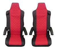 Coprisedili per camion, nero e rosso, 2 pezzi, progettati per adattarsi a Renault T, Renault C