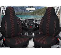 Coprisedili per conducente e passeggero compatibili con camper Pössl Weinsberg Knaus Adria Dethleffs Carthago Bürstner Eura Mobil Pilote Laika Kabe Chausson Hobby PL402 (nero e rosso)