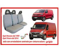 Coprisedili per Opel Movano dal 1999 con arrotolatore fodere trapuntate grigio