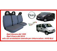 Coprisedili per Opel Vivaro dal 2014 con arrotolatore fodere trapuntate avio blu