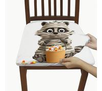 Coprisedili per sedie con adorabile mummia procione, elasticizzati e lavabili, in spandex con stampa secchiello per caramelle, decorazioni per Halloween per la camera dei bambini, 6 pezzi