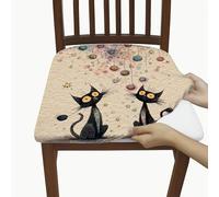 Coprisedili per sedie con motivo a gatto, elasticizzati, lavabili, in spandex, con adorabile design a gattini, divertenti fodere decorative per soggiorno e sala da pranzo, 6 pezzi