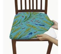 Coprisedili per sedie, con piume biologiche e semi di girasole, in spandex blu, lavabili, morbidi, elastici, decorativi, per cucina, ufficio, conferenze, 2 pezzi