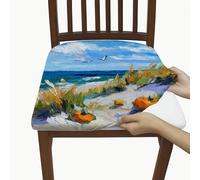 Coprisedili per sedie con scena costiera e spiaggia, in spandex, rimovibili, con design con vista sull'oceano, fodere decorative artistiche per soggiorno e sala da pranzo, 4 pezzi