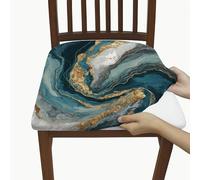 Coprisedili per sedie dal design elegante marmo, elasticizzati, lavabili in spandex, protezione decorativa per soggiorno e sala da pranzo, 4 pezzi