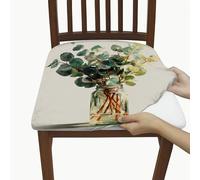 Coprisedili per sedie in barattolo di eucalipto, elasticizzato, rimovibile, in spandex, con design verde, fodere decorative per soggiorno e cucina, 2 pezzi