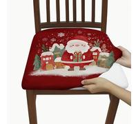 Coprisedili per sedie, motivo Babbo Natale, con fiocchi di neve, in spandex rosso, lavabili, rimovibili, decorazione per sala da pranzo, cucina, banchetto, 6 pezzi