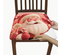 Coprisedili per sedie, motivo natalizio con bastoncini di zucchero e fiocchi di neve, in spandex rosso, lavabili, decorazione per sala da pranzo, cucina, banchetti, 6 pezzi