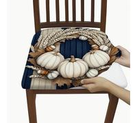 Coprisedili per sedie rustici con ghirlanda di zucche, elasticizzati, rimovibili, in spandex, con motivo a grano e foglie, coperture decorative autunnali per casa e sala da pranzo, 6 pezzi
