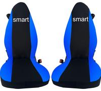 coprisedili per smart for two cotone nero/azzurro, su misura- made in italy