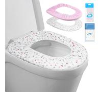 Coprisedili per WC elastici di grandi dimensioni, usa e getta, per viaggi, impermeabili, per bagno, adatti per WC di forma V/U/O/quadrata, confezionati singolarmente (set da 2 colori)