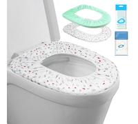 Coprisedili per WC elastici di grandi dimensioni, usa e getta, per viaggi, impermeabili, per bagno, adatti per WC di forma V/U/O/quadrata, confezionati singolarmente (set da 2 colori)