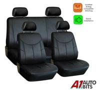 Coprisedili Set Completo Resistente Nero Impermeabile Similpelle Cane Benzina