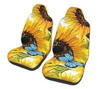 Coprisedili traspiranti protettivi per sedili anteriori Sunflower Blue Butterfly Motors per auto, comfort e protezione per la maggior parte di auto, furgoni, camion e SUV.