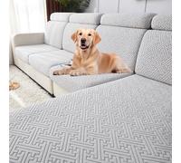 Copriseduta Divano Elasticità Fodera Coprisedia Cuscino Elasticizzato Copricuscino Divani Protezione del Cuscino Sedile del Divano,Gray White,Large L