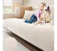 Copriseduta Per Divano Modulare Texture Di Chicco Di Mais Alto Grammaggio Impermeabile Nanotecnologia，Antiscivolo Silicone & Antigrattugia Gatti Per Divano Combinato 4 Stagioni(Beige,70x70cm)