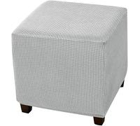 Coprisgabello Elasticizzati Ottoman Cover, Copri Pouf Ottomano, Jacquard Quadrato Copripoggiapiedi Elastico,Copertura Protettiva per Poggiapiedi Quadrato(E,2pack)