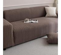 Coprisofà Elasticizzati, Morbidi e Spessi con Fondo Antiscivolo e Cinghie, Lavabili, Protettore per Mobili per Animali e Bambini brown 3seater(190-230cm/74.8-90.5in)