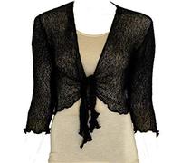 Coprispalle bolero da donna in maglia traforata, ampia vestibilità, lavorato a maglia Black Taglia unica