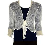 Coprispalle bolero da donna in maglia traforata, ampia vestibilità, lavorato a maglia Ivory Taglia unica