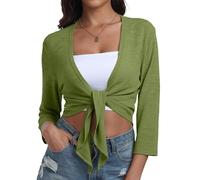 Coprispalle da donna con nodo a nodo, sottile, leggero, traspirante, manica a 3/4, vestibilità ampia, aperto sul davanti, collo a scialle trasparente, copertura da spiaggia, AG., M