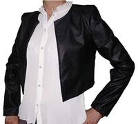 Coprispalle Elegante Corto Cerimonia Eco Pelle Finta Pelle Bolerò Manica Lunga Donna Over Ragazza Taglie Grandi (52 IT Donna, Nero)