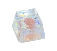 Copritasti per tastiera Backspace in resina, copritasti per tastiera con fiori secchi,Portachiavi in resina Camellia Sa Profile | Tastiera da gioco, Shine Through Translucent,