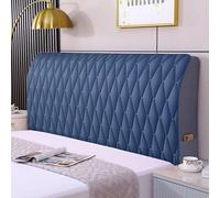 Copritastiera Del Letto In Velluto Di Cristallo Trapuntato Matrimoniale Singola Copertura for La Testata Elastico Copriletto Imbottito Pelle/Legno Letto Copritestata Protezione(Rhombus Blue,100cm)
