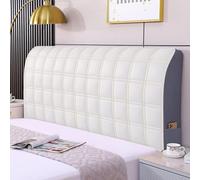 Copritastiera Del Letto In Velluto Di Cristallo Trapuntato Matrimoniale Singola Copertura for La Testata Elastico Copriletto Imbottito Pelle/Legno Letto Copritestata Protezione(Square Beige,200cm)