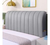 Copritastiera Del Letto In Velluto Di Cristallo Trapuntato Matrimoniale Singola Copertura for La Testata Elastico Copriletto Imbottito Pelle/Legno Letto Copritestata(Vertical Stripes Light Grey,210cm)