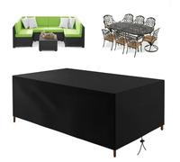 Copritavolo Da Esterno Impermeabile 155x95x60cm/LxWxH Copertura Impermeabile per Mobili Da Esterno,Nero 420D in Tessuto Oxford Coperture per Mobili Da Giardino Per Giardino, Sedie, Tavoli E Divano