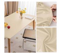 Copritavolo da Tavolo in Ecopelle con Bordo Elastico, Tovaglia Pelle Rettangolare Impermeabile Antimacchia Antiscivolo, Tappetino Protezione per Tavolo da Esterno, Patio, Cucina, Pranzo(80x140cm,Beige