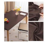 Copritavolo da Tavolo in Ecopelle con Bordo Elastico, Tovaglia Pelle Rettangolare Impermeabile Antimacchia Antiscivolo, Tappetino Protezione per Tavolo da Esterno, Patio, Cucina, Pranzo(90x150cm,Brown