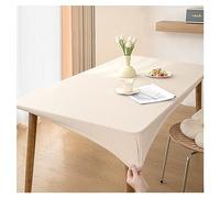 Copritavolo da Tavolo in Ecopelle, Tovaglia Rettangolare Impermeabile Antimacchia Antiscivolo, Tovaglia Pelle con Fascia Elastica, Tappetino per Protezione Tavolo, (90x140cm,White)