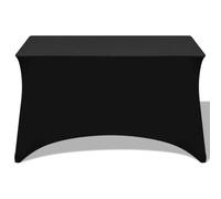 Copritavolo elasticizzato, 2 pezzi, 120 x 60,5 x 74 cm, nero, in tessuto elastico in poliestere spandex, lavabile, antiscivolo, adatto per tavoli rettangolari per matrimoni, banchetti, feste