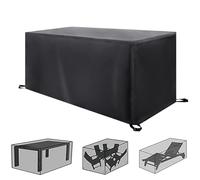 Copritavolo Esterno Impermeabile 300x120x85cm - Telo Copri Tavoli Terrazza Quadrato in Oxford 420D, Antivento, Anti-UV, Antipolvere per Tavolo e Sedie