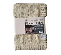 Copritavolo Pizzo Filet Vintage 100% Cotone Tinta Unita Colore Ecru cm 140x180